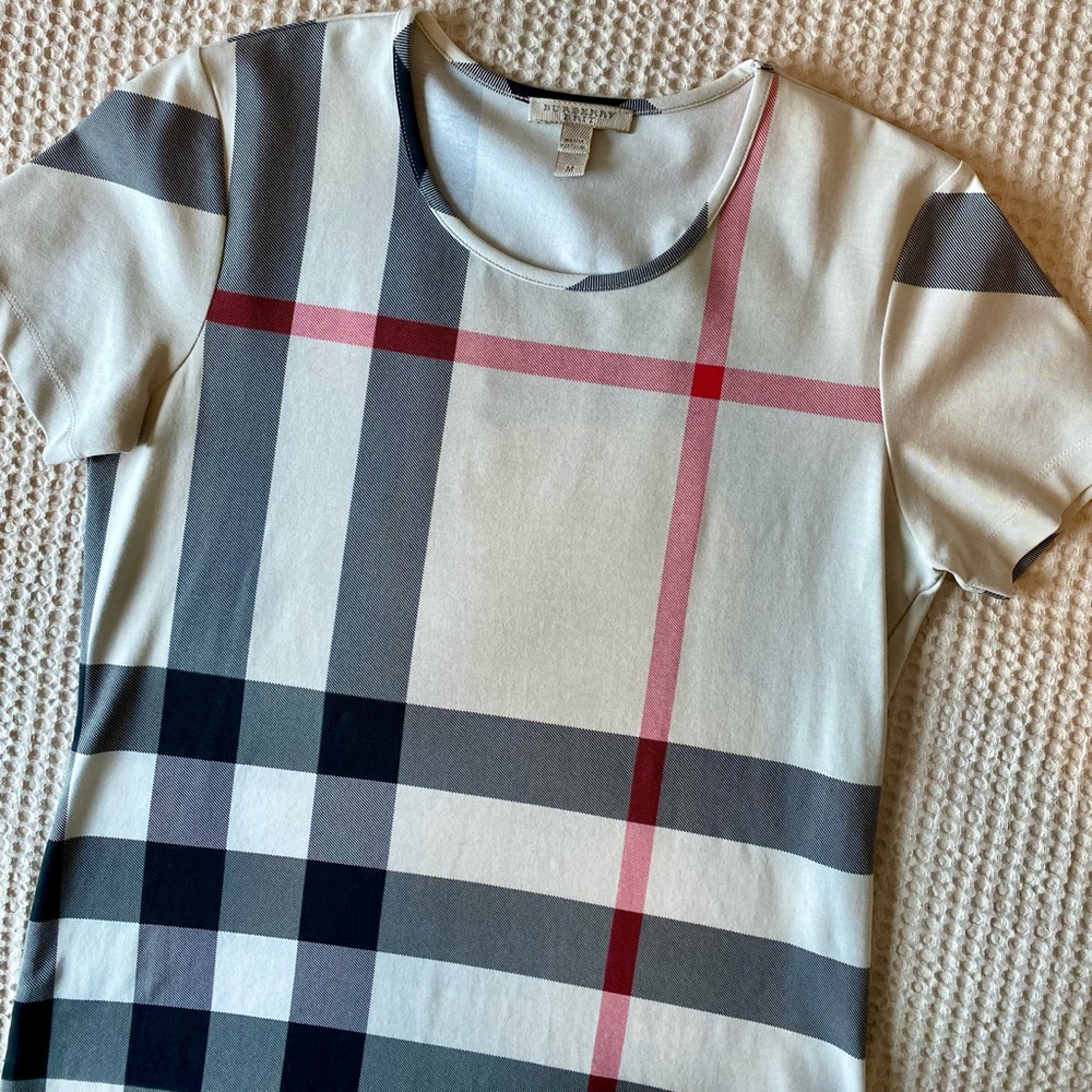 Burberry Brit Check Printed Modal T-Shirt in Natural